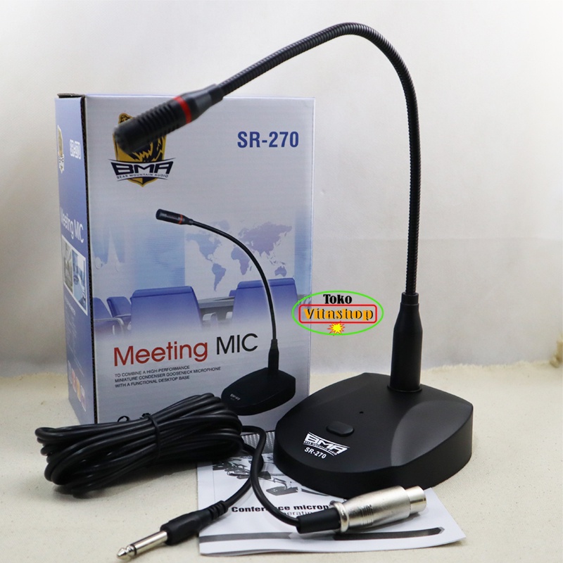 MICROPHONE MEJA PODIUM BMA SR-270 MIC MIMBAR CERAMAH MIK KABEL ASLI