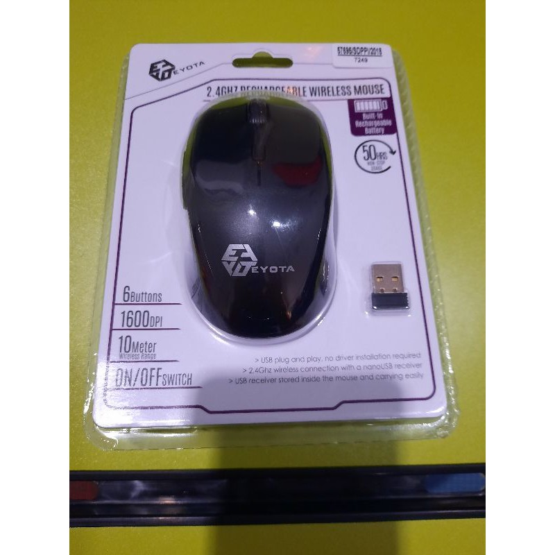 Mouse Wireless Wireles Eyota RECHARGEABLE Wireless mouse Bisa di Cas Charger ulang