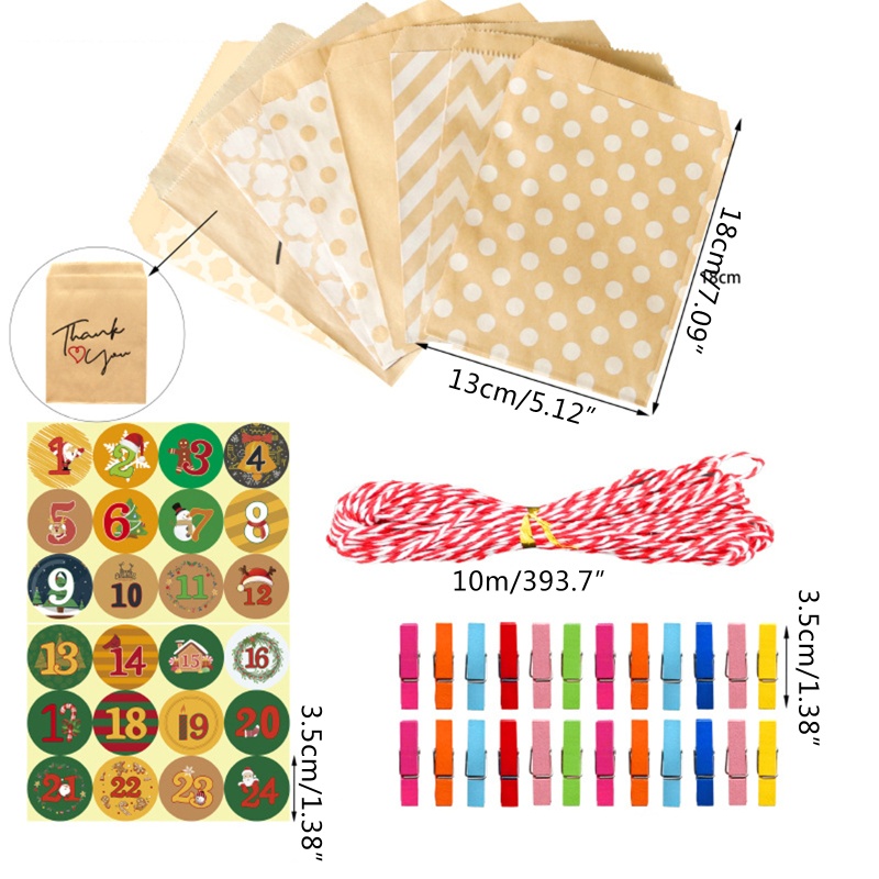 Zzz 24pcs / Set Kantong Kertas Kraft Motif Natal Untuk Kemasan Makanan / Permen / Hadiah