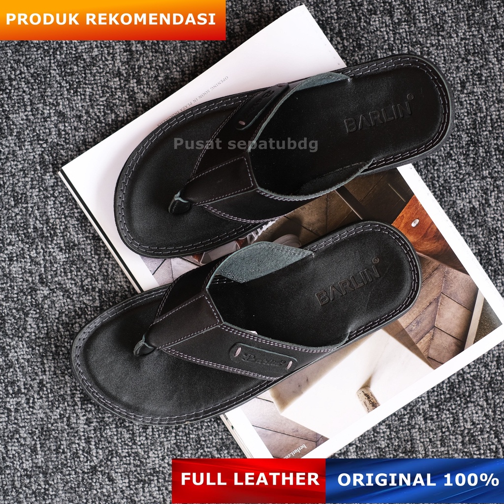 Sandal Japit Kulit Pria Original Kasual Sendal Pria Full Kulit Jepit Distro