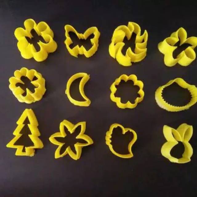 Cutter Cetakan Kue Kering Plastik Motif Mix Kupu kerang kelinci bulan sabit pohon cemara 12pcs