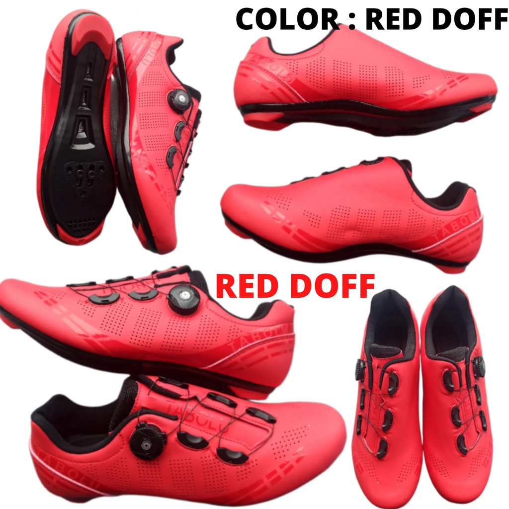 SPEED Sepatu Cleat sepeda Roadbike Road Bike model LOOK SPD - MERAH DOFF