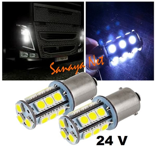 Bohlam Bayonet 24 V Lampu Mundur 18 LED Strobo Putih