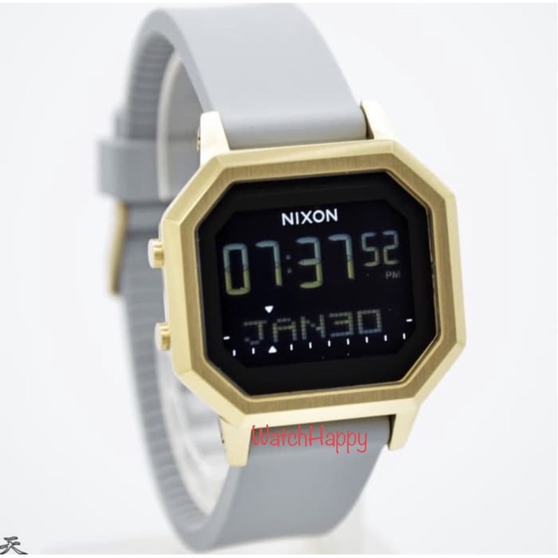WatchHappy Nixon A12113163 A 12113163 Siren Light Gold Grey Rubber Digital Sport Watch 100%Original
