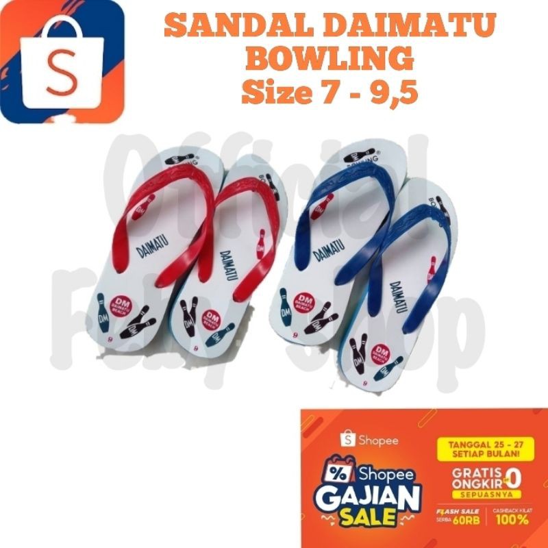 Sandal Jepit Daimatu Bowling Sandal Karet Original Motif Legendaris