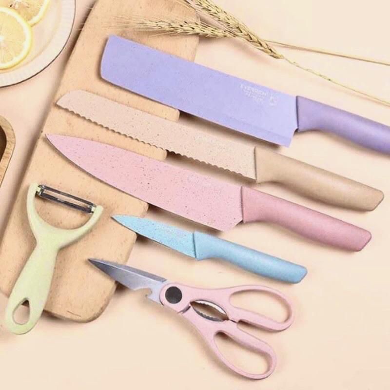B ( B28 ) PISAU DAPUR SERBAGUNA SET KITCHEN KNIFE  / SET 6 IN 1