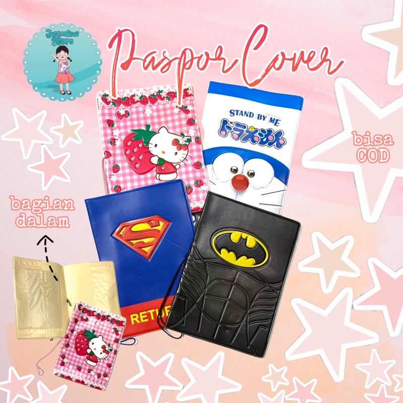 Passport Cover Paspor Sarung Kulit Karakter Kartun/Cover Passport Aneka Motif Passport Case Organizer Sampul Paspor Tempat Passport Document Organizer/Sarung Pasport Karakter Hellokitty/Pasport Cover Doraemon/Sarung Pasport Avanger/Pasport Cover Superhero