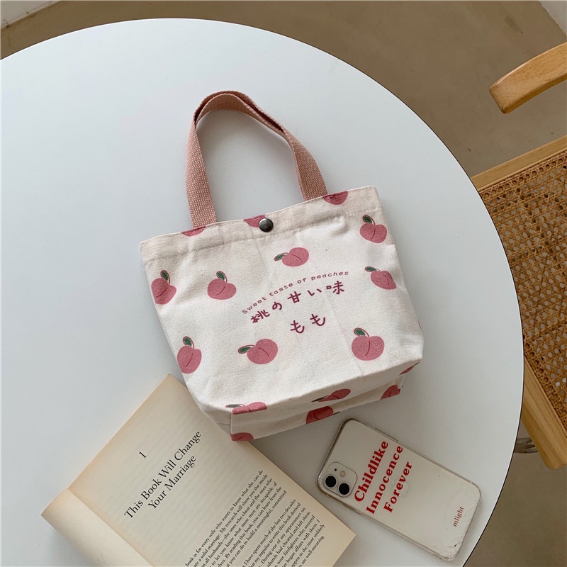 NAOMI - Akane Canvas Bag - Tote bag - Korean Fruity Japanese - Tas kanvas motif - Tas Import - Lunch Bag