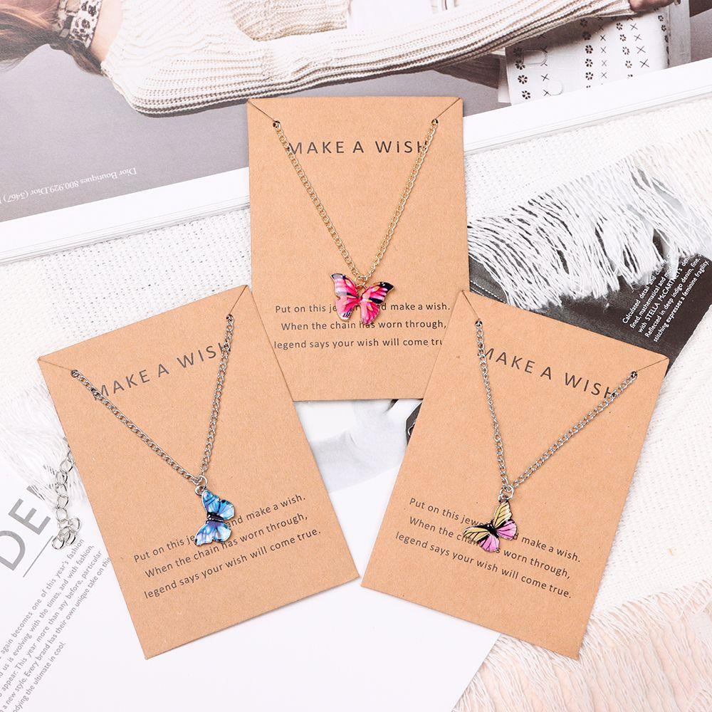 Lily Butterfly Necklace Hadiah Perhiasan Aksesoris Kalung Korea