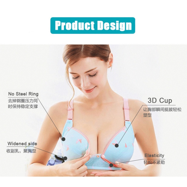 Bra Menyusui Kancing Depan Tanpa Kawat Pattern floraw Nursing Bra Maternity bra Busa Ibu Hamil Bra A886