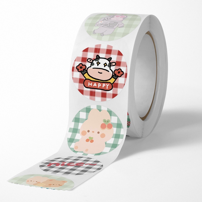 [500PCS/ROLL] STICKER LABEL KARTUN AESTHETIC 1 ROLL PASTEL DEKORASI STIKER DECO LUCU