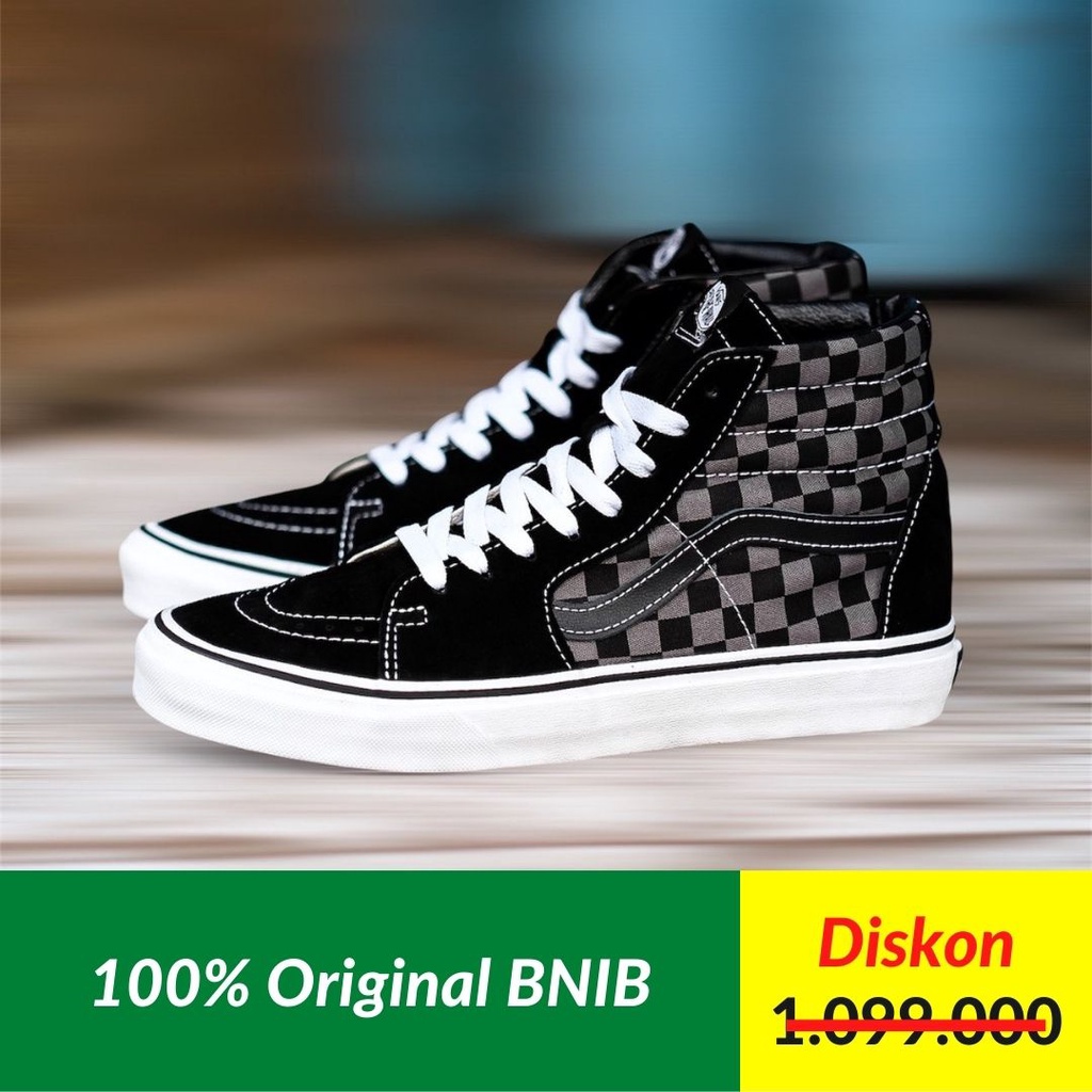 VANS Sk8-Hi SK8 High Black Pewter Checkerboard BNIB Original
