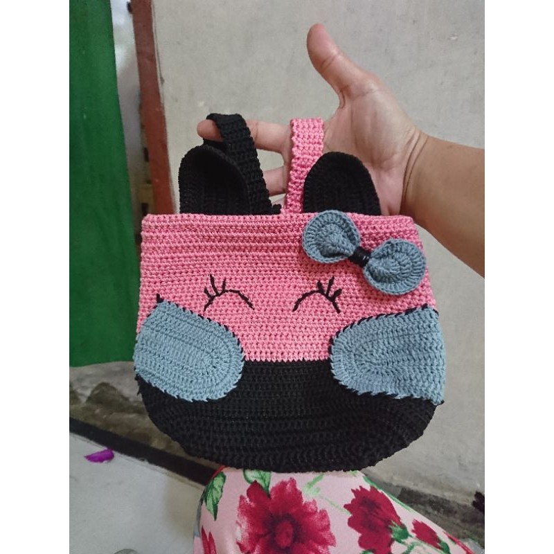 tas rajut mini anak tas ransel rajut tas slempang tas lucu karakter mini tas wanita