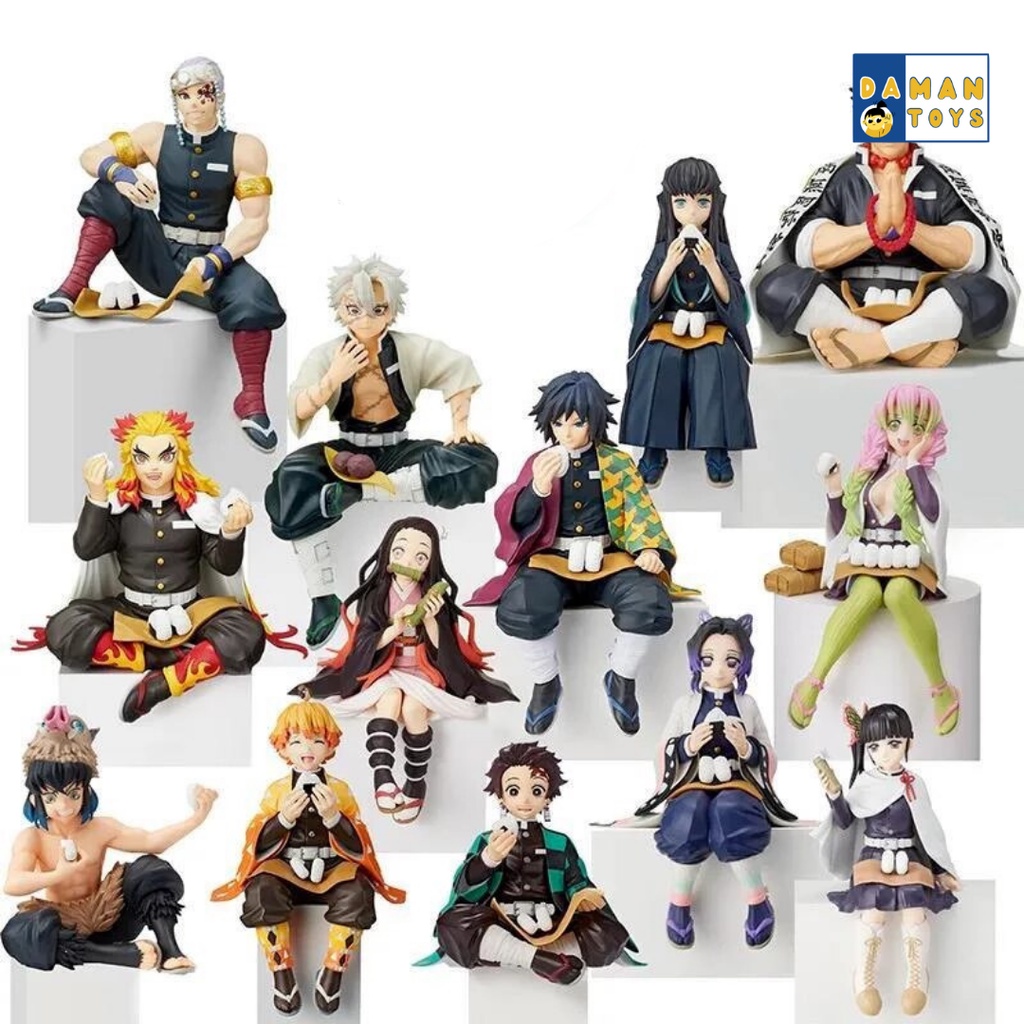 Demon Slayer Kimetsu No Yaiba  Eat Rice Balls Ver Tanjiro Kamado, Zentsu Agatsuma, Nezuko, Giyuu, Tokito Muichiro Action Figure Anime