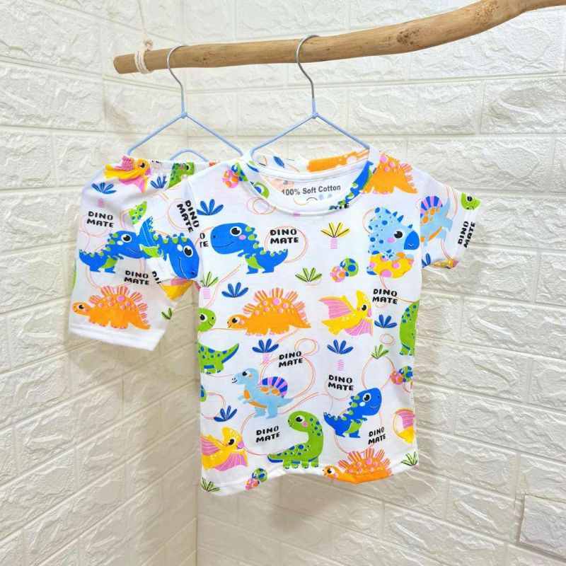 (Min 3pcs @35.000) Setelan kaos baju anak Boba Milk &amp; Dino