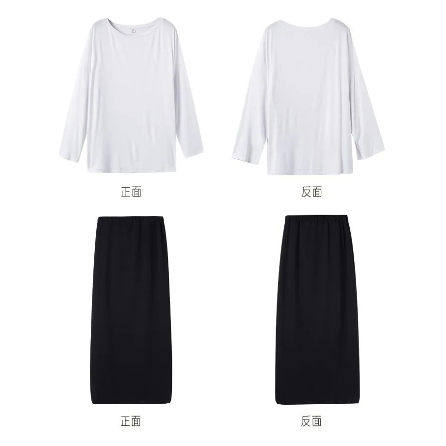 Korean Midi Skirt Plain Split Rok Belah Hitam Polos 1265 (S/M/L)-6