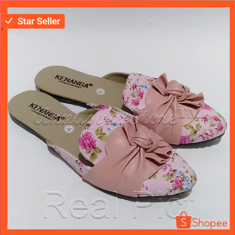 Promo Sandal Wanita│Sandal Selop Wanita│Sandal Cantik Lucu│Sandal Selop Wanita Bunga Kenanga