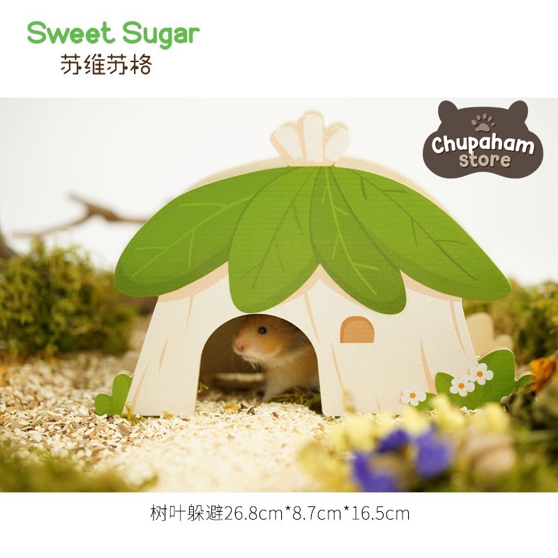 Sweet Sugar Wooden House Collection / Hideout Hamster Gerbil Kayu Lucu Import Rumah Kayu Aksesoris Kandang Hamster-Hams Leaf Hut