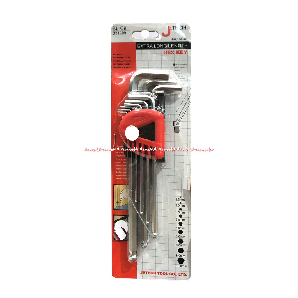 Jetech Extra Long Length Hex Key BL C9 Kunci Inggris Set Kunci L