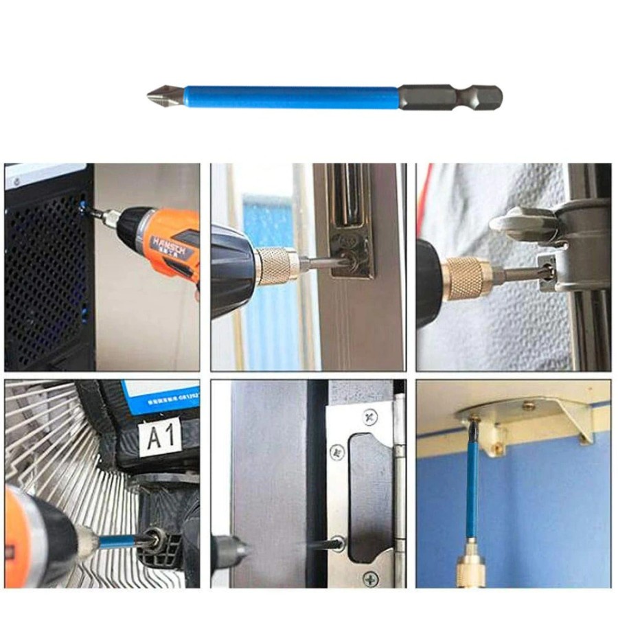 Kepala Obeng Plus Cross Magnetic Screwdrivers Hex PH2 5 PCS - S2 - Blue