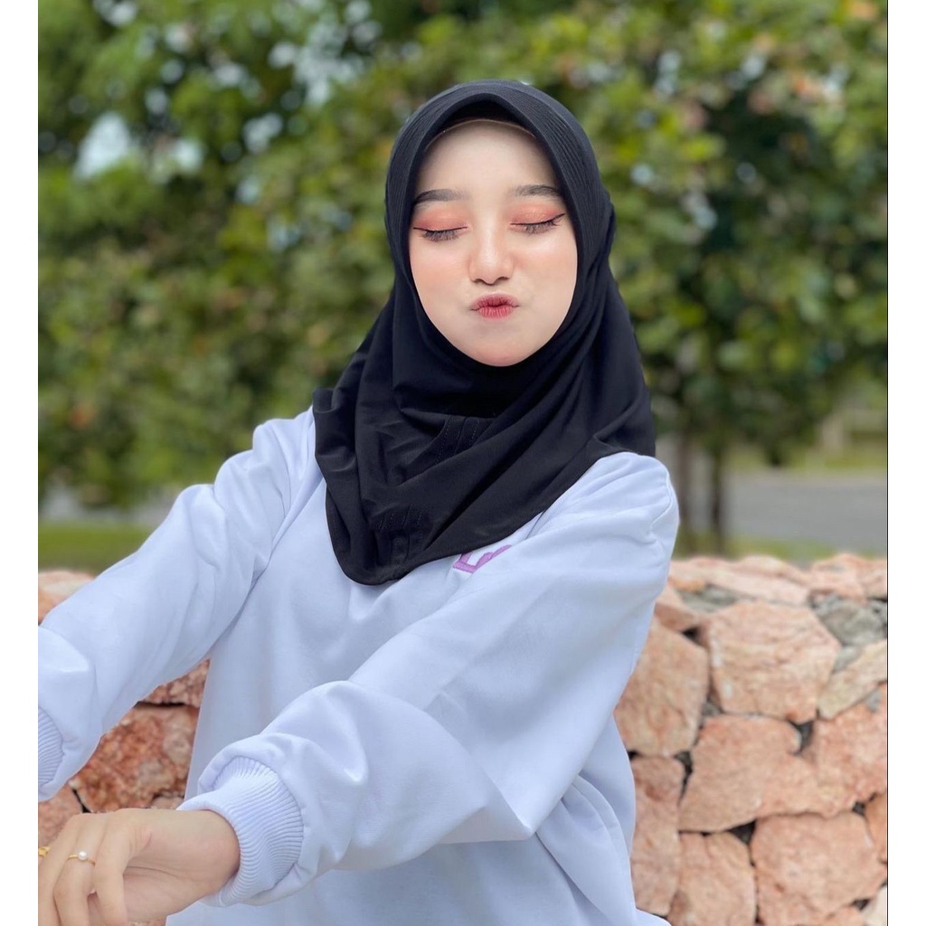 Hijab Instan Sport Kerudung Olahraga spandek bergo polos Linear / Hijab Sporty Pendek Instan