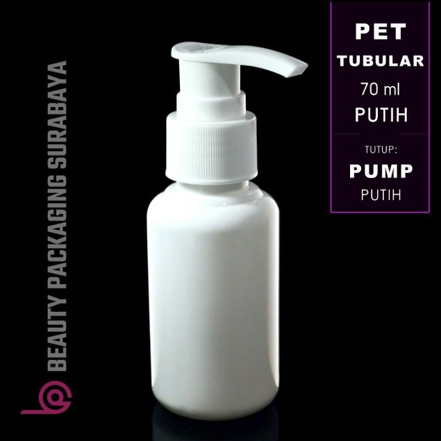 Botol Plastik PET 70ml Tubular Putih Tutup Pump Lotion