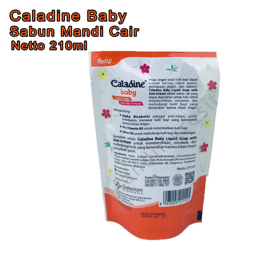 Sabun mandi cair * reffil Caladine baby * Liquid Soap with anti irritant * 210ml