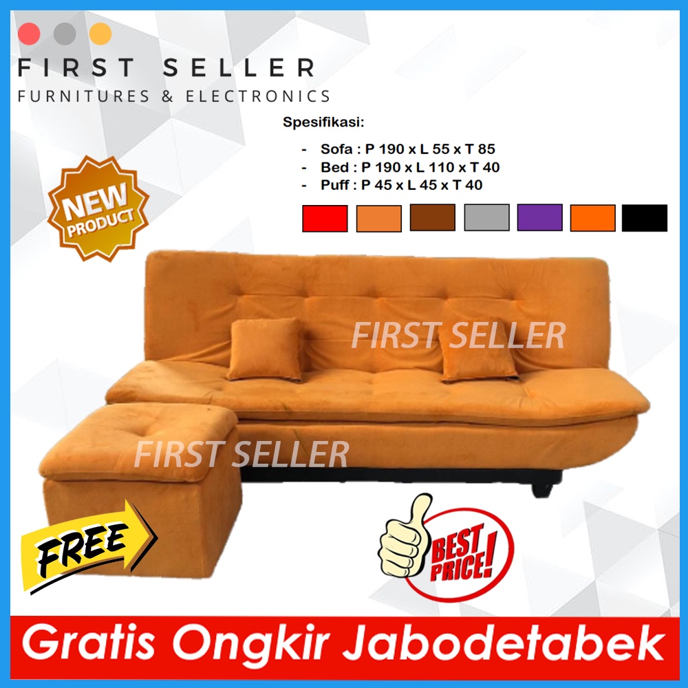 [FREE ONGKIR + PUFF] SOFABED FLUSH TOP / SOFA BED JASMINE PILLOW TOP SUPER NYAMAN MINIMALIS ORIGINAL