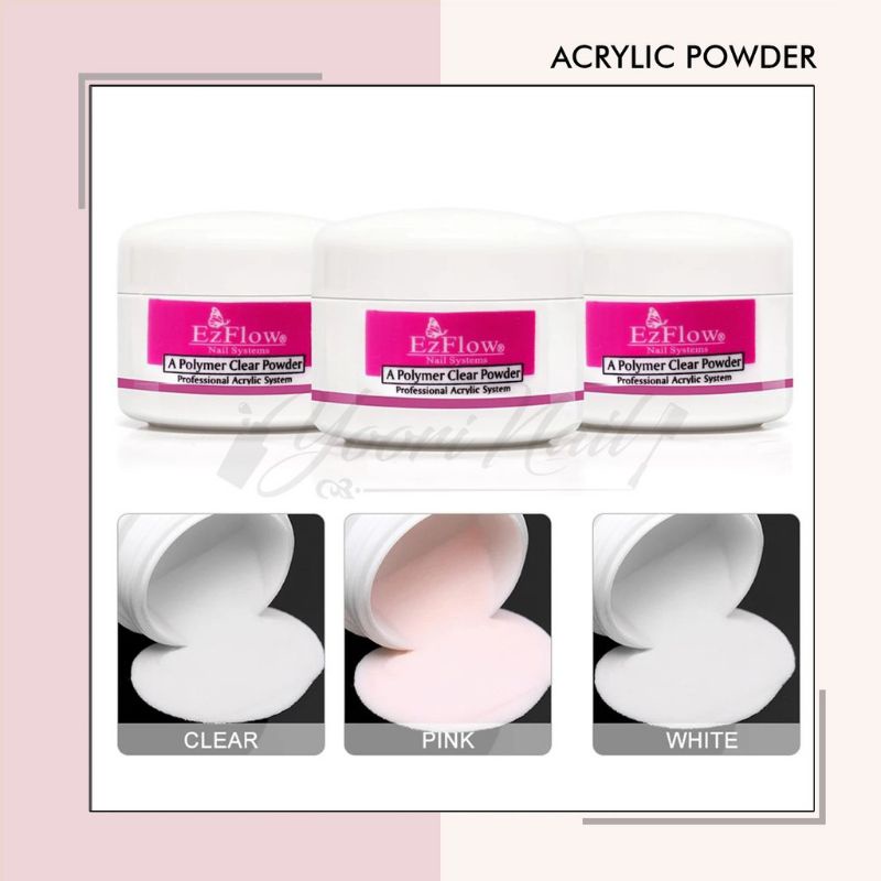 Acrylic powder ez flow acrylic powder ezflow white putih pink clear nail art 3D 4D bubuk akrilik