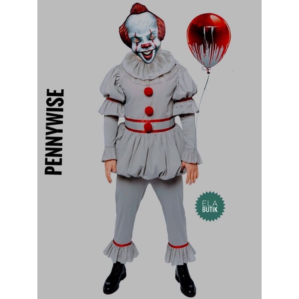 Kostum pennywise-IT-dewasa-badut-clown-kostum halloween