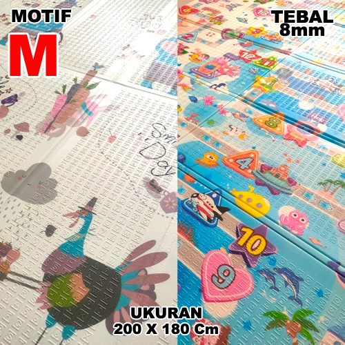 MBS2 | Matras Bayi 180x200 cm Playmat Bayi Karpet Lipat Anak/Bayi Tikar Lipat Foam Matras Anak RUZAIN MALL-MOTIF M + TAS 8 mm