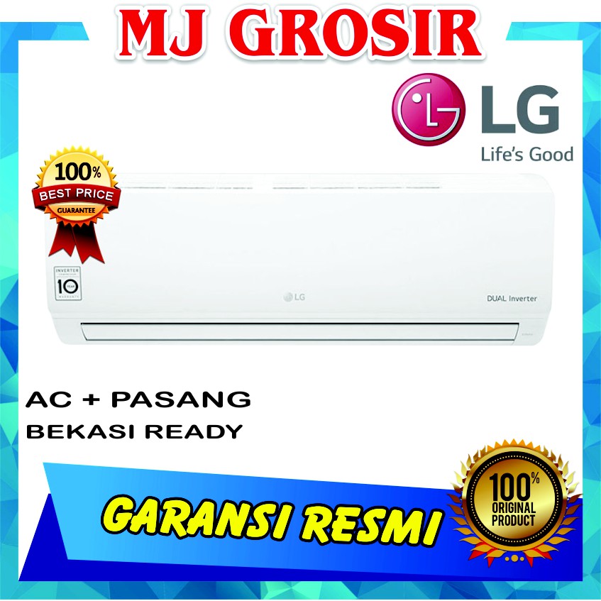 AC LG T 10 EV4 1 PK +PASANG R32 DUAL COOL ECO INVERTER LOW WATT