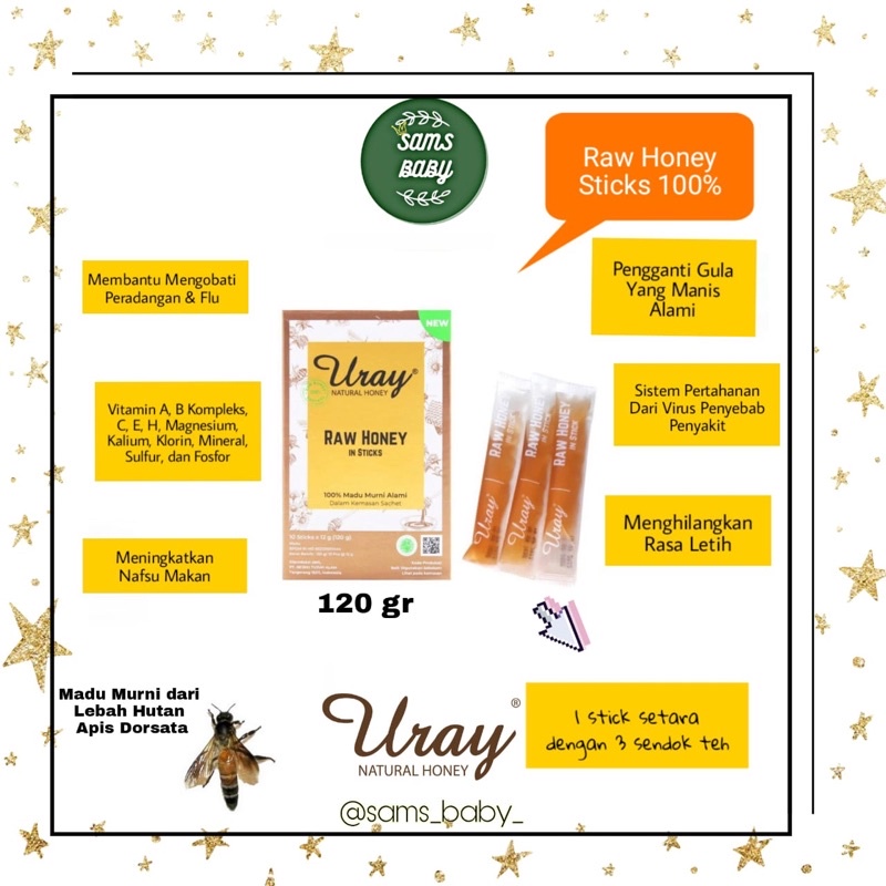 

Madu Uray Stick isi 10 pcs Natural Raw Honey 120gr