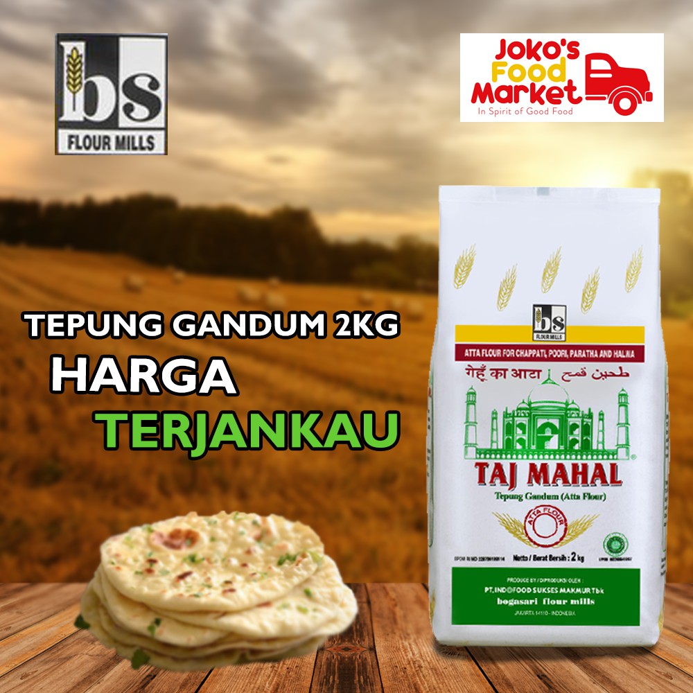 

Taj Mahal Whole Wheat Atta Flour Tepung Gandum Utuh Atta Bogasari Organik 2KG