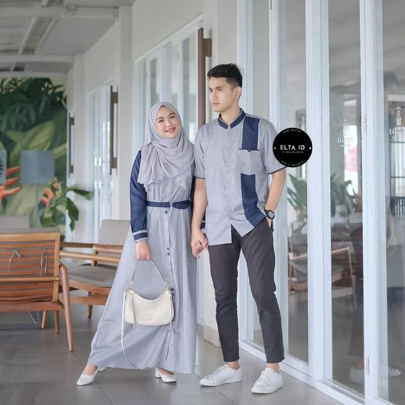 COD Gamis Couple Sarimbit Suami Istri Murah Terbaru Pasangan Muslim Busana Keluarga Kekinian Nbl009