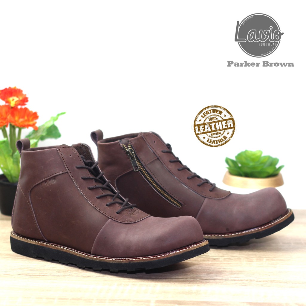 SEPATU SAFETY BOOTS PRIA BAHAN KULIT LAVIO PARKER ORIGINAL. SAFETY KERJA DAN BERKENDARA