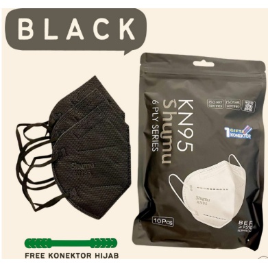 Masker Medis Shumu KN95 6PLY 1 Pack isi 10 PCS Free Konektor Hijab