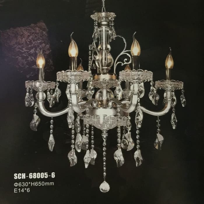 LAMPU GANTUNG CRISTAL KRISTAL LILIN MINIMALIS 6 LAMPU