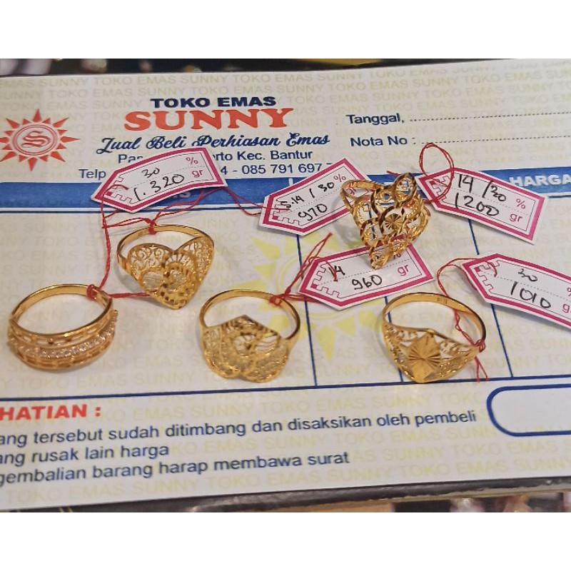 Cincin model saudi/dubai/etnik/krawangan emas asli 375% 30%