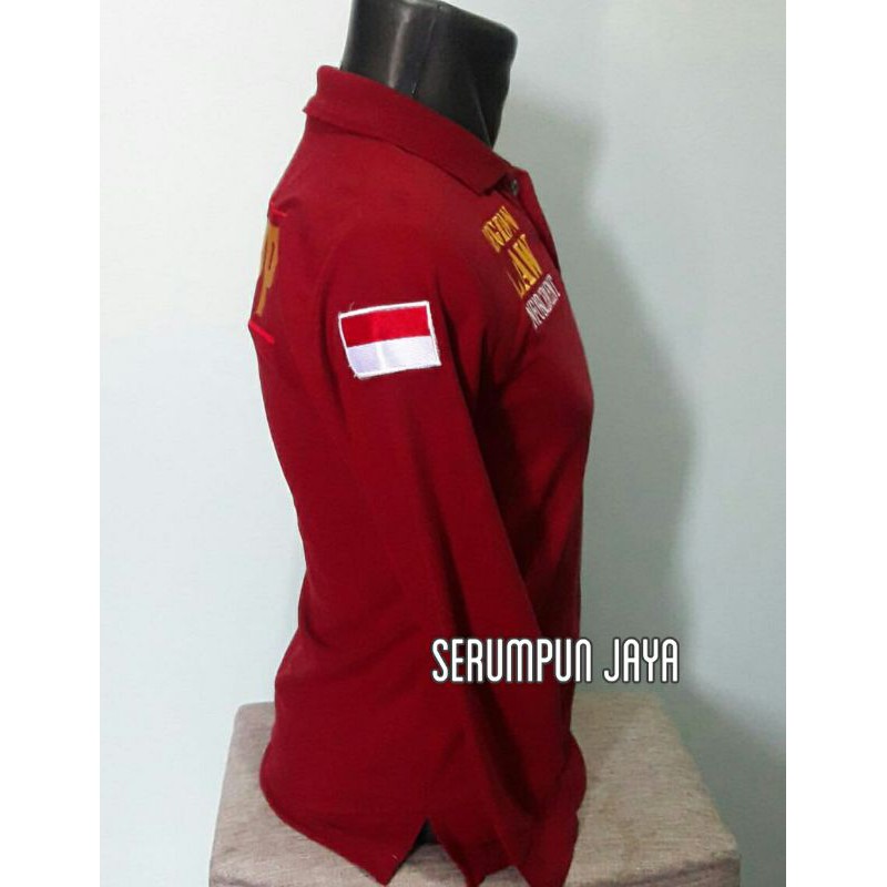 KAOS SATPOL PP - KAOS KERAH SATPOL PP MARUN PANJANG - KAOS SATPOL PP MAROON PANJANG RODA GILA BORDIR