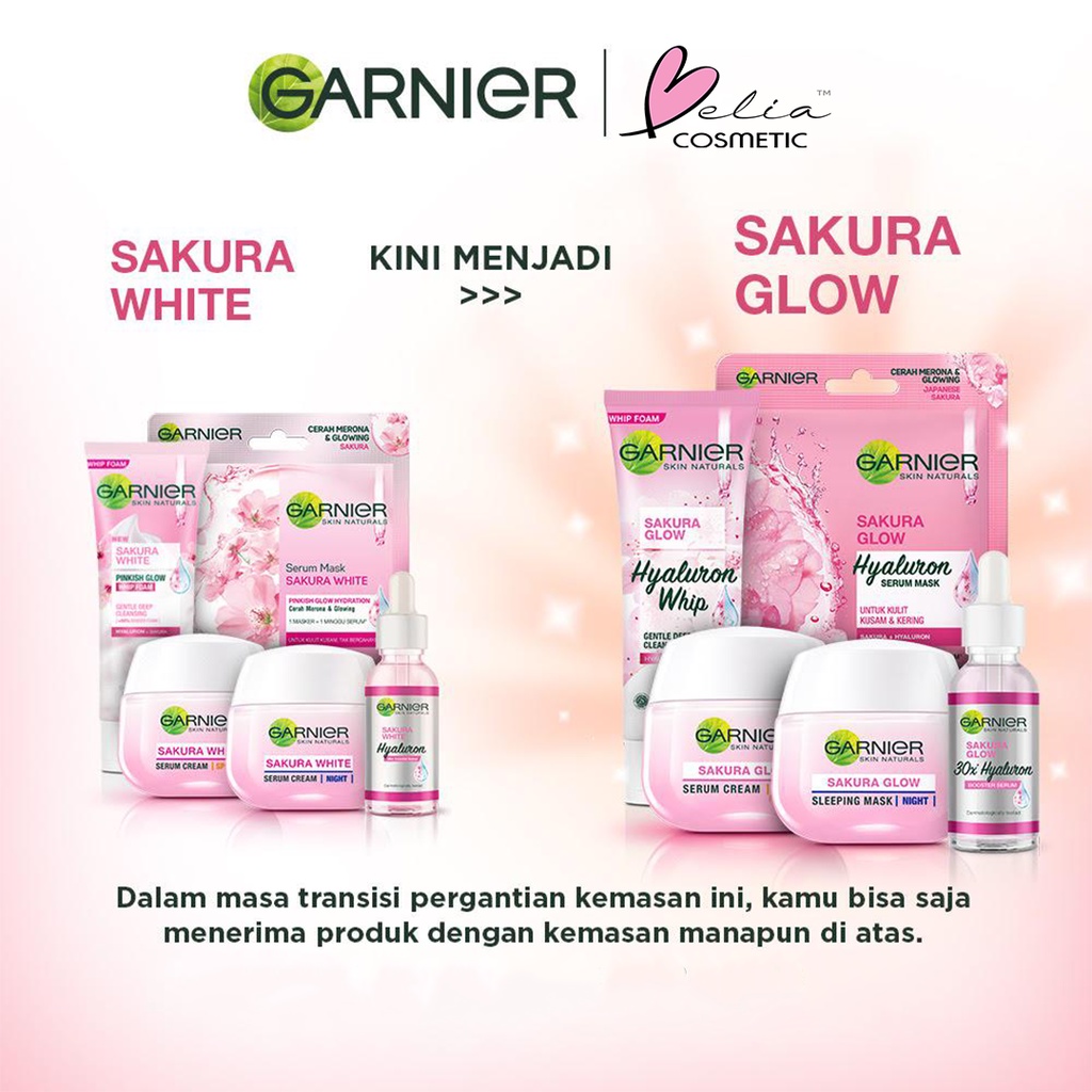 ❤ BELIA ❤ Garnier Sakura White Sakura Glow Pinkish Glow Foam | Hyaluron Whip Foam Sabun Cuci Muka Skin Care 50 100mL