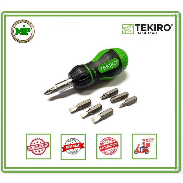 Tekiro Obeng Ratchet Set 7 In 1 Stubby/Obeng Cebol