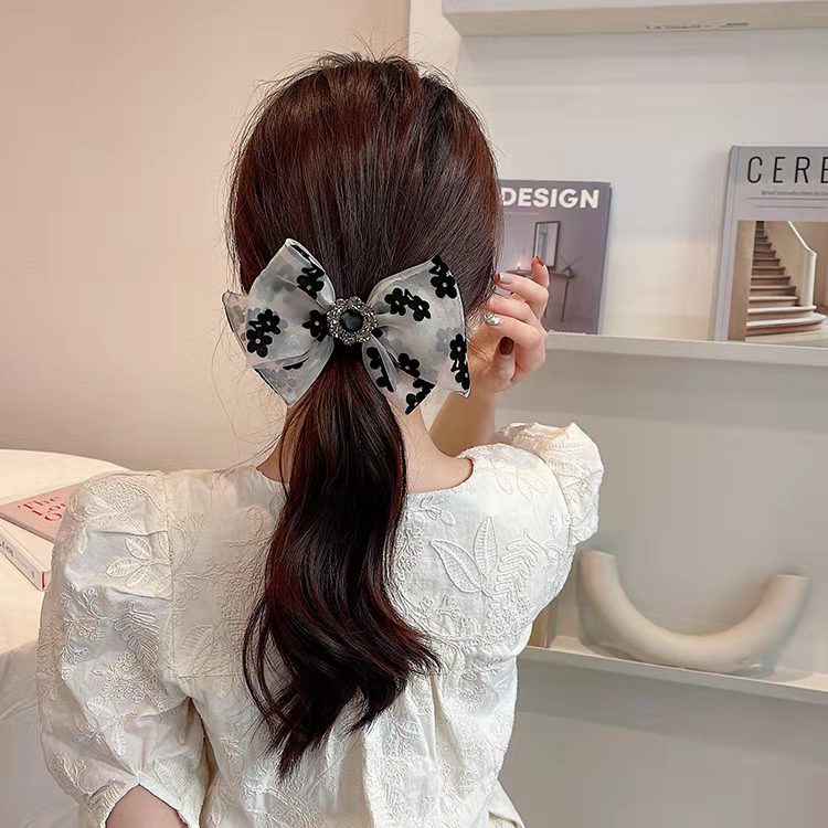 (Hello Girl)F129 Ikat Rambut Wanita Pita Motif Bunga Permata Import