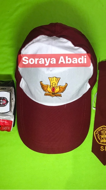 Paket Topi SD MERAH PUTIH + Gesper + Dasi Bordir LAKI-LAKI