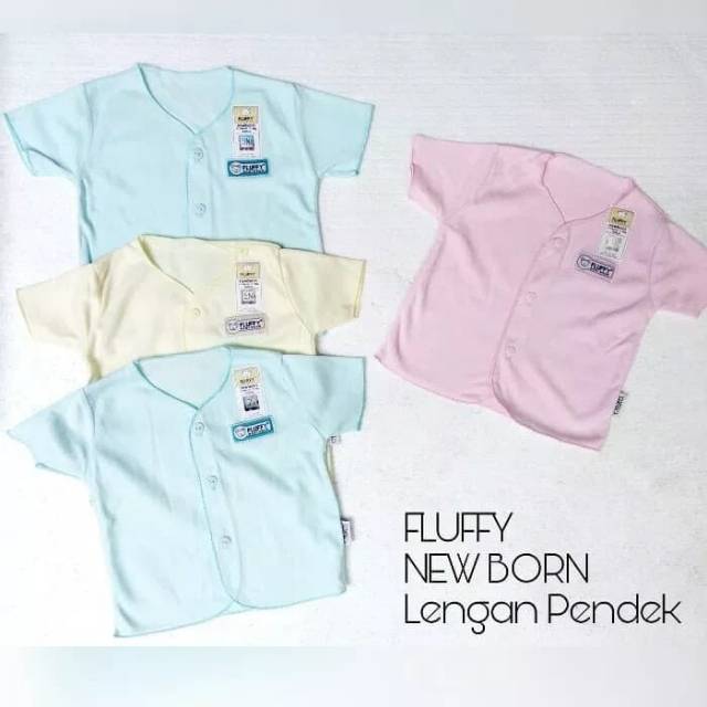  BAJU  BAYI  FLUFFY  NECI LENGAN PENDEK WARNA Isi 4 pc atau 3 