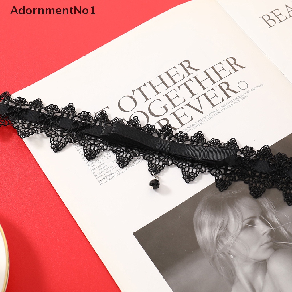 (AdornmentNo1) Kalung Choker Lace Gaya Korea / Harajuku Aksen Simpul Pita Untuk Perhiasan Wanita