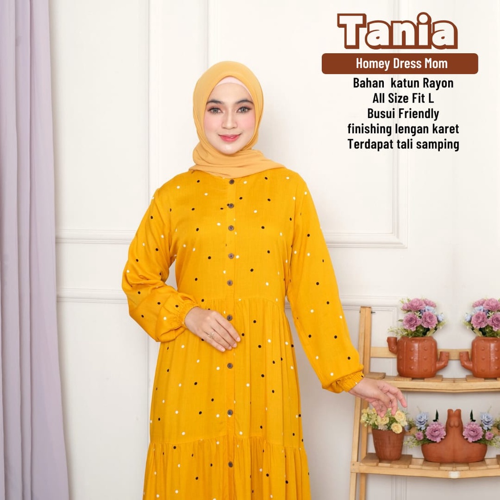 TERMURAHH!!! HOMEY DRESS GAMIS DEWASA MOTIF POLKA TANIA BAHAN KATUN RAYON PREMIUM NYAMAN DIPAKAI | BISA COD