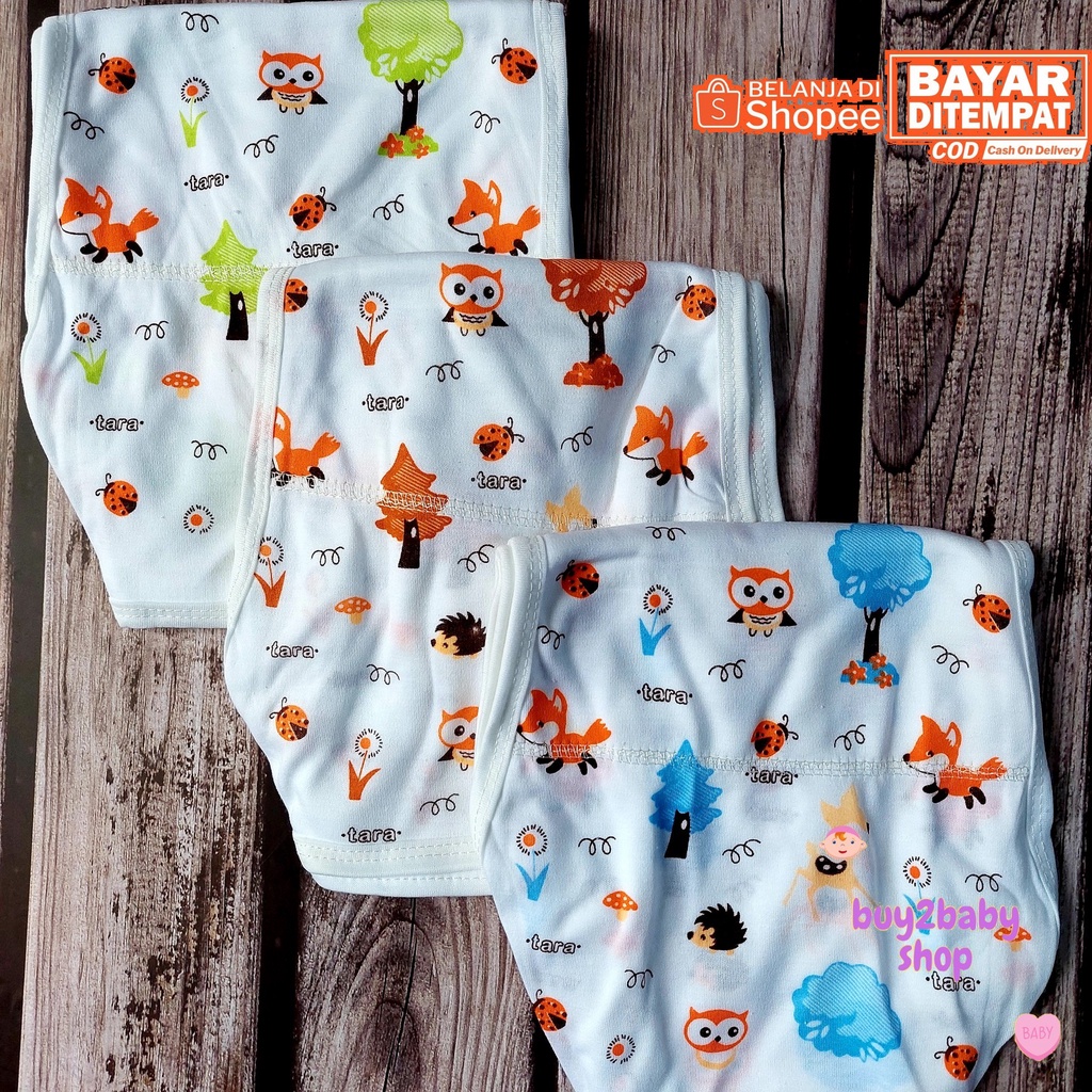 Popok bayi full print motif warna dan putih Tara Babywear 0-3 Bulan isi 3 PCS