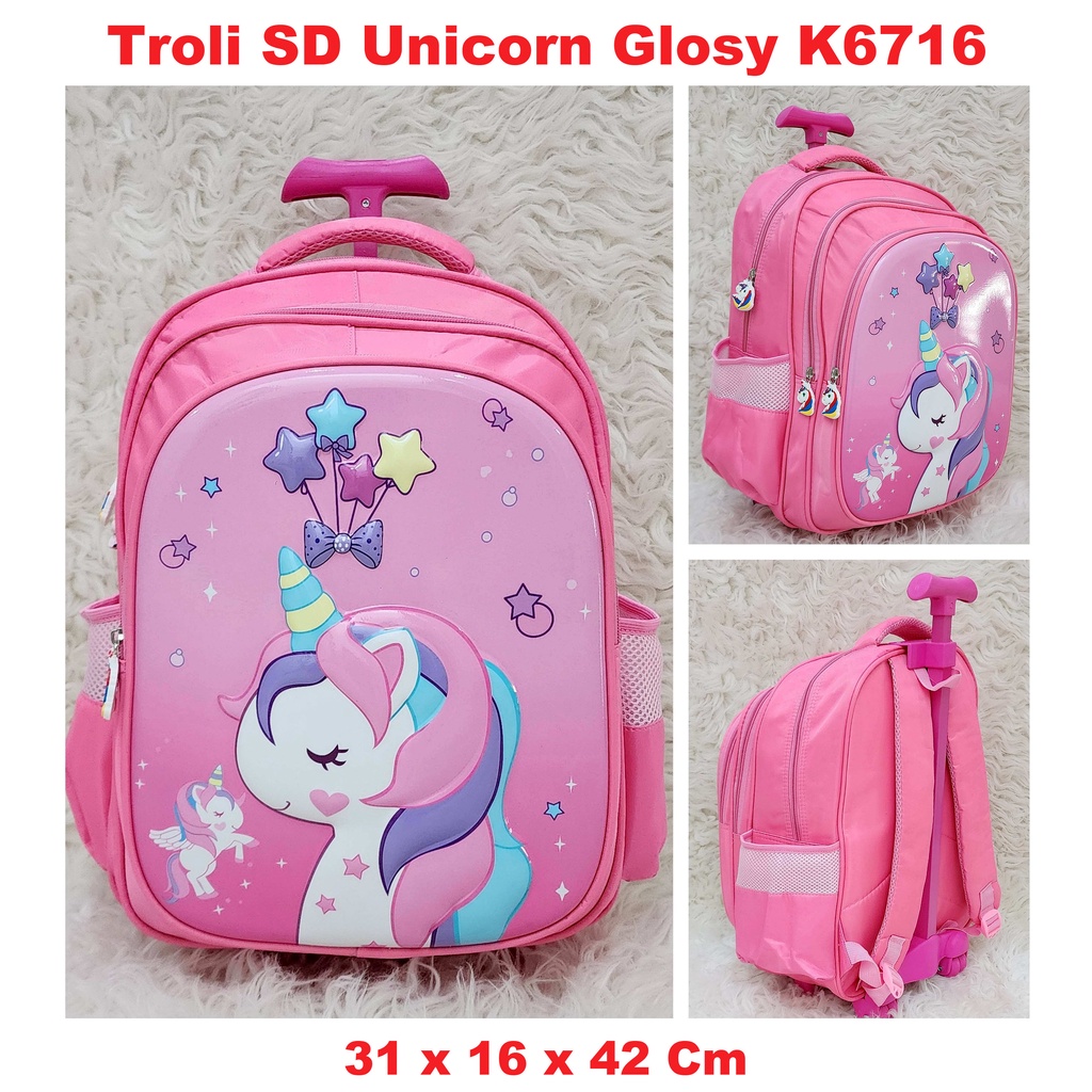 Tas Troli Anak SD Unicorn Glosy K6716 Tas Koper Anak SD Import toko-asemka