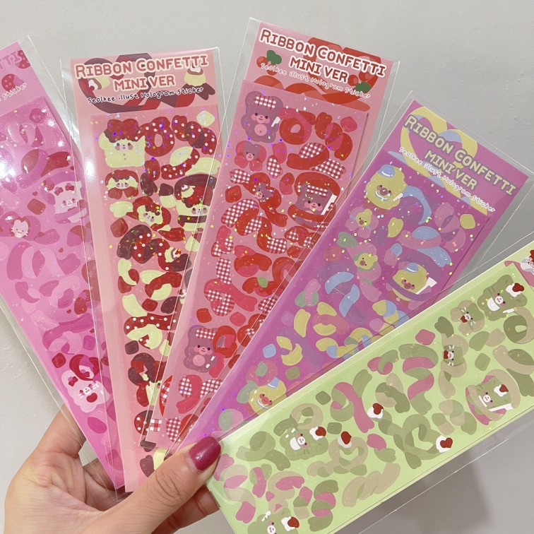 

Stiker bear cute korean style confetti sticker pita scrapbook photocard